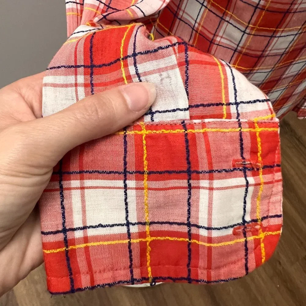 Levi's Vintage 70s Red Plaid Button Down Shirt
